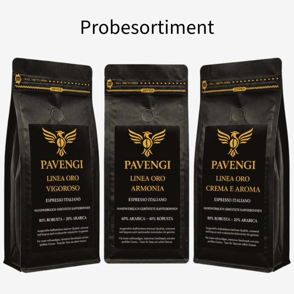 Pavengi Probesortiment Espresso Kaffee ganze Bohnen Vigoroso Armonia Crema e Aroma