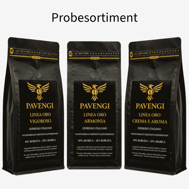 Pavengi Probesortiment Espresso Kaffee ganze Bohnen Vigoroso Armonia Crema e Aroma